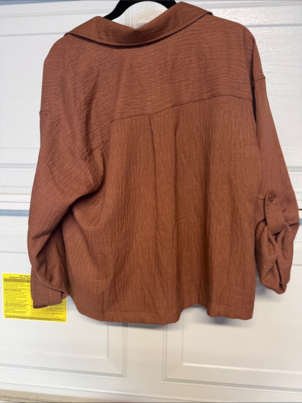 Max Studio Rust Brown Button-Neck Utility Top - Picture 3 of 3